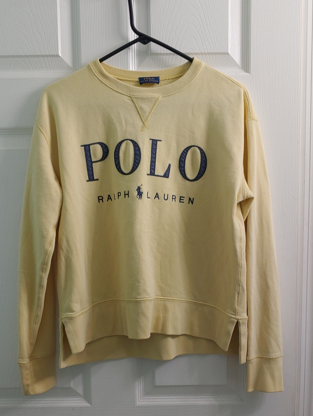 Polo Ralph Lauren Women's L Yellow Crewbeck Sweatshirt Embroidered